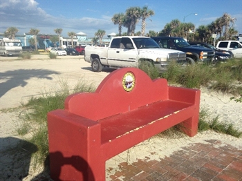 Concrete Logo Bench at New Smyrna Beach